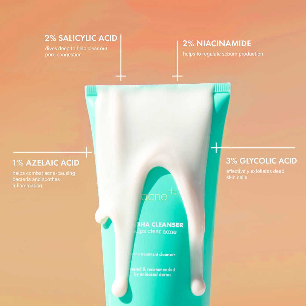 Acne+ 2% BHA Cleanser texture + ingredients
